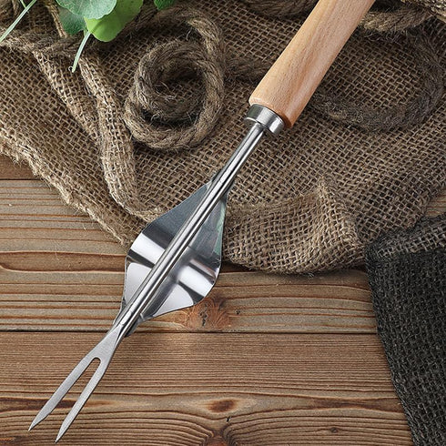 1pc Wood Handle Stainless Steel Garden Weeder, Hand Weeding Removal Cutter Puller Tools, Multifunction Weeder Transplant...