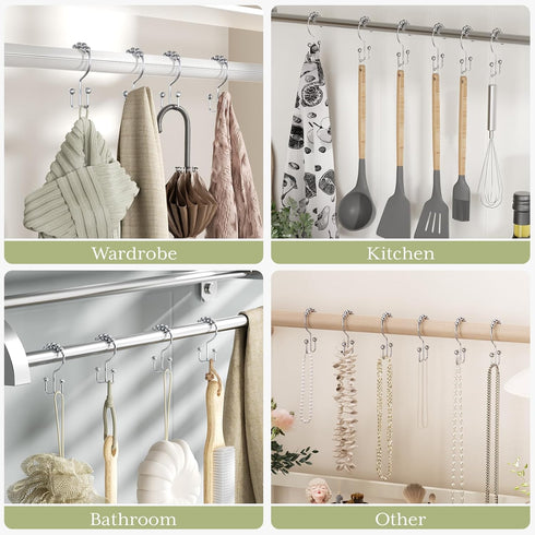 Amazer Shower Curtain Hooks Rings, Rust-Resistant Stainless Steel Double Shower Curtain Hooks, Shower Hooks for Shower Curtain and Liner Bathroom,...