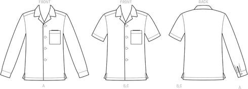 Simplicity Sewing Pattern S9157 - Men's Open Pointed Collar Shirts, Size: AA (34-36-38-40-42)...