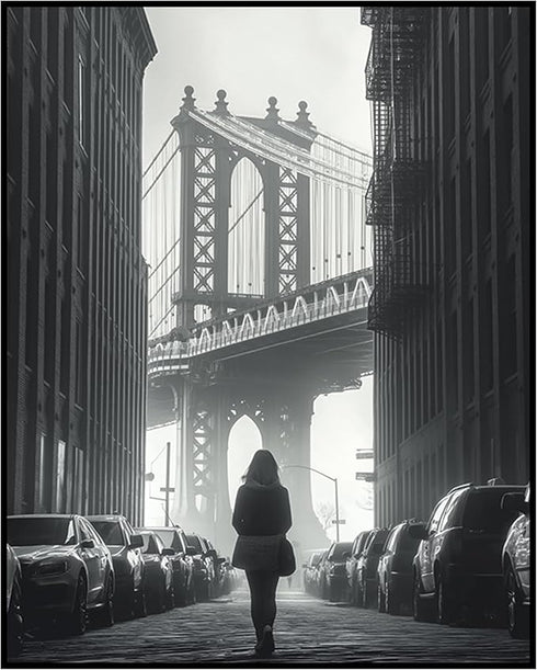 Posterizer 1 pcs-black and white photo-classic urban Manhattan scene 2-Photography Art Gift for Women, Fashionistas, Designer Fashion Fans- unfra...