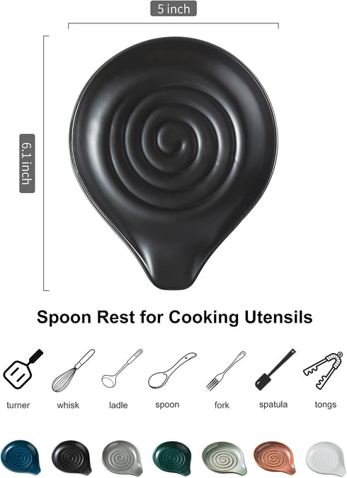 LAUCHUH Spoon Rest, Cooking Spoon Holder for Stove Top Large Kitchen Spatula Holder for Spoons, Ladles, Tongs, Mother's Day Gifts, Set of 2, Black...