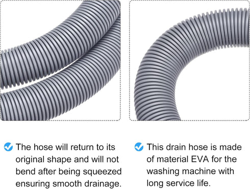 MECCANIXITY Washing Machine Drain Hose Extension Kits 3.28ft Gray for Washing Machine with Extension Adapter, U-Bend Hose Holder, 2 Clamps...
