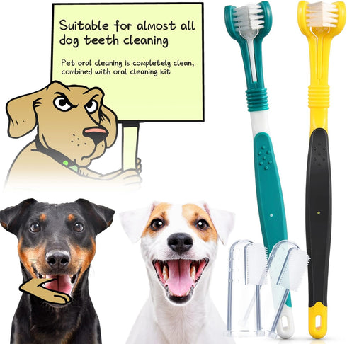 7 Pieces Dog Teeth Cleaning Kit Includes Dental Tooth Scaler and Scraper Stainless Steel Tarter Remover Scraper 3 Head Dog Toothbrush and Silicone...