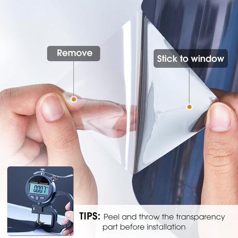 Window Tint for Home Window Privacy Film See Out Not in,Heat Block 95% UV One Way Reflective Window Film Static Cling for Door Window Home Office(...