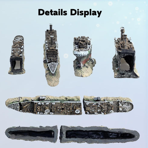 Resin Wreck Ornaments, Titanic Lost Wrecked Boat Ship Aquarium Decoration Ornament Wreck Ornaments...