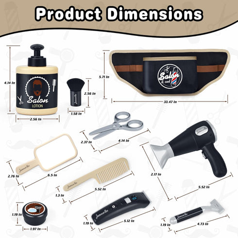 WishaLife Kids Barber Shop Playset - Kids Hair Cutting Kit, Kids Shaving Kit for Boys Role Play, Kids Hair Salon Playset, Pretend Play Toy Gift fo...