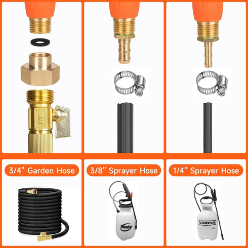 All Metal 44 Inches Replacement Sprayer Wand, Garden Hose Watering Wand with 3/4'' Brass Connector, 1/4" & 3/8" Brass Barb for Most Sprayer Hoses,...