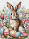 Generic Easter Basket Bunny 11ct Counted Cross Stitch Kits Color Printed Stamped Cross-Stitch Supplies Needlework Printed Embroidery Kits DIY Kits...