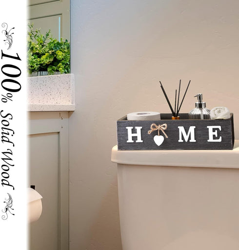 Bathroom Decor Box Toilet Paper Storage Box Bathroom Wood Tank with Home Sign Rustic Paper Holder Box Decor for Farmhouse Home Kitchen Bathroom Co...