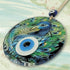 Fusion Peacock Design 4.7" Glass Evil Eye Wall Hanging Decor, Handmade, Home Protection, Good Luck Charm - Greek, Turkish Decor, Ojo Turco, Nazar ...