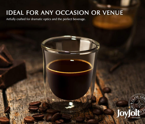 JoyJolt Javaah Double Walled Espresso Glasses Espresso Cups Set of 2 | 2-Ounces...