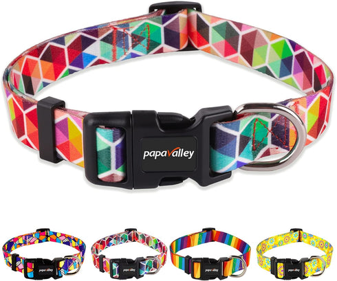 Dog Collar for X_Small Small Medium Large Dogs Pretty Boy Girl Nylon Polyester Pattern Collars with Safety Buckle, Adjustable for Male Female Pupp...