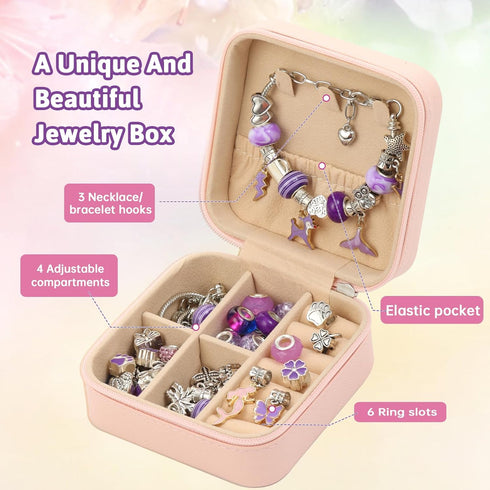 HAPTIME Charm Bracelet Making Kit, Jewelry Making Kit for Girls, DIY Necklace Kit with Initial Jewelry Box, Unicorns Crafts Arts Girls Toys Age 6-...