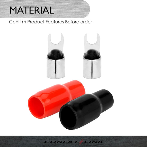 Conext Link 20pcs Barrier Spade Fork Terminal Connector 4 GA AWG Gauge Crimp Red Black Boot ?16554?...