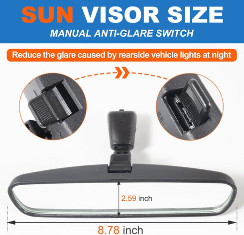 Interior Rear View Rearview Mirror Car Front Mirror Indoor Reflector Anti-glare Fit For Nissan Rogue Altima NV1500 NV2500 NV3500 Frontier Cefiro T...