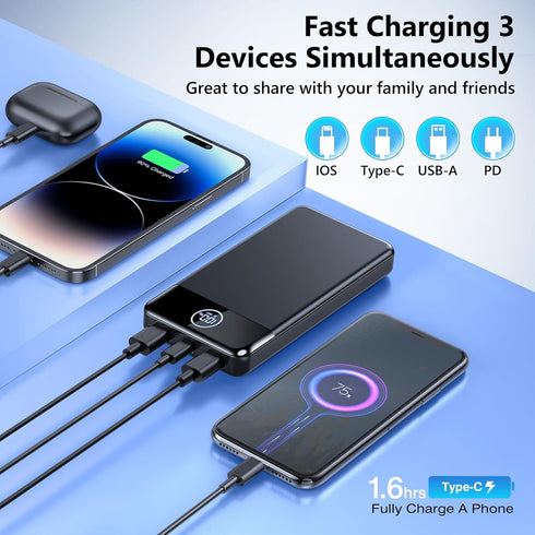 Portable Charger, 33800mAh Power Bank, 22.5W Fast Charging Battery Pack with USB C/USB A Output, Digital Display Portable Phone Charger for iPhone...