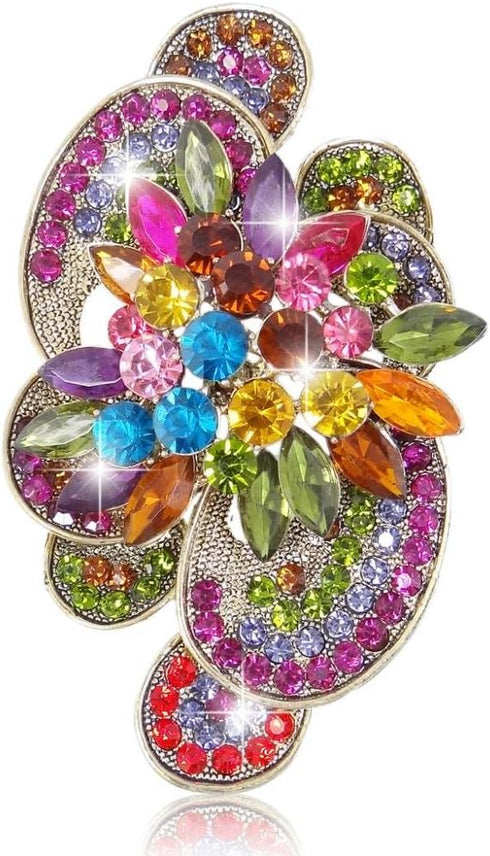 EVER FAITH Elegant Rhinestone Crystal Brooch Pin, Vintage Inspired Symmetry Marquise Brooch Clip for Women...