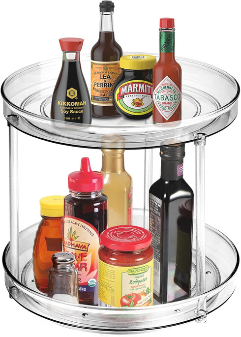Amolliar 2 Tier 9 Inch Lazy Susan Turntable Organizer for Cabinet,Spice Rack Food Storage Container for Kitchen, Pantry, Fridge, Countertop, Vanit...