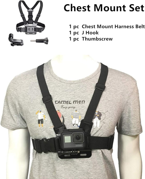 Chest Mount Harness Chesty Vest Head Mount Strap for Action Camera Compatible with GoPro Hero 11,10,9,8,Max,Go Pro Hero 7,6, 5,4, Session,3+,3,Her...