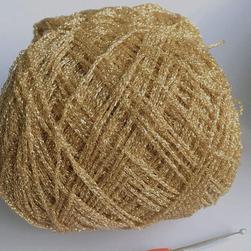860yd Gold Lurex Thread 3.52oz Shining Glitter Sparkle Metallic Yarn DIY Fancy Crochet Project String Knitting Sweater Scarf Accessory 3mm Thick G...