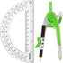 EBOOT Student Geometry Math Set, Drawing Compass and 6 Inch Clear Swing Arm Protractors 180 Degree Math Protractor (Green)...