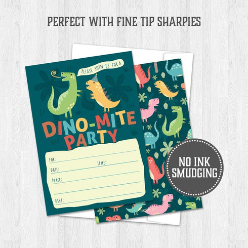 Dinosaur Kids Party Invitation Cards - Lots of Fun with a Pun! 25 Invites with Envelopes for T-Rex Kids Party, Jurassic Birthday or a Dino Themed ...