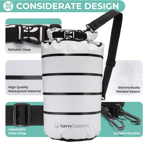 Savvy Outdoors Waterproof Dry Bag - Dry Bags for Food & Gear, Stuff Sacks for Backpacking and Camping Equipment, Waterproof Bag for Beach, Boating...