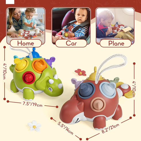 Lehoo Castle 1 Year Old Toys - Montessori Dinosaur Toys, One Year Old Boy Birthday Gift, Sensory Pop Pull String Fidget Toy, Educational Developme...
