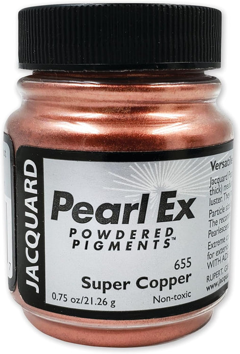 Jacquard Pearl Ex Pigment Powder 0.75 oz Super Copper - Loose Mica Powder for Epoxy Resin, Watercolors, Calligraphy Ink & Clay - Epoxy Pigment Pow...