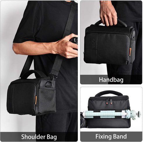 FOSOTO Waterproof (with Rain Cover) Shoulder Camera Case Bag Compatible for Nikon D5600 D750 D3300 Canon Rebel SL2 T7i EOS 80D 60D Sony A77II a68 ...