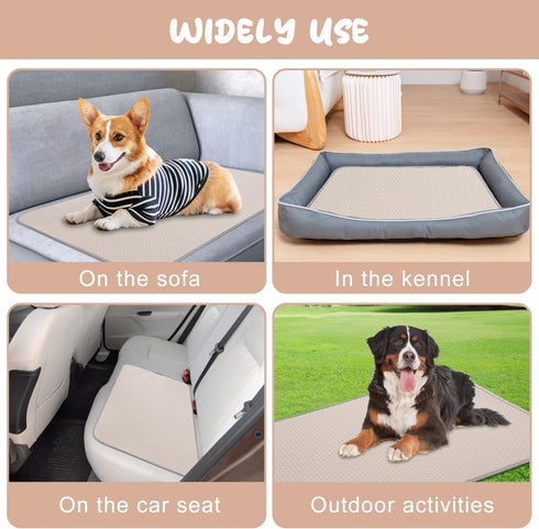 Summer Dog Cooling Mat Washable Ice Silk Self Cool Pad for Small Medium Large Dogs and Cats, Pet Sleeping Pad for Crate, Bed, Indoor & Outdoor Flo...