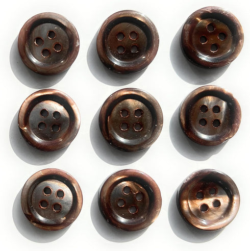 9 Premium Mother of Pearl Brown Buttons Set Brownish/Greyish Color Shell 5/8'' (15mm) Sewing Flatback Buttons Sleeve Suits, Sport Coat, Uniform, J...