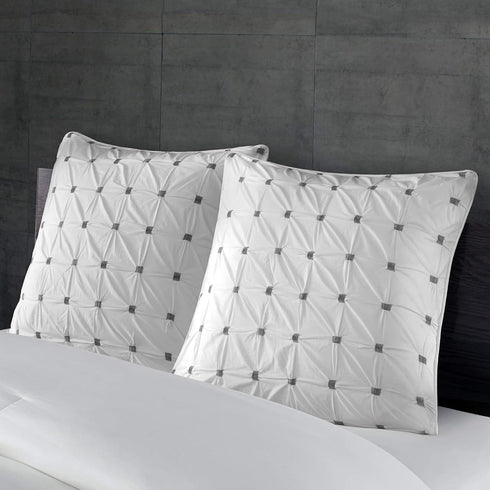 INK+IVY Pillow Euro Sham, 26"x26", Bow-tie White...