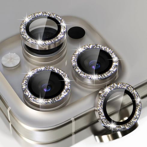 Choiche Compatible for iPhone 15 Pro/iPhone 15 Pro Max Camera Lens Protector Bling, 9H Tempered Glass Camera Cover Screen Protector Metal Ring Dec...