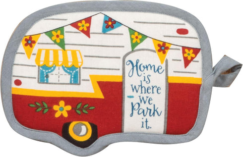 4 Piece Happy Camper Kitchen Towel Bundle - 1 Tea Towel, 1 Terry Towel and 2 Potholders...