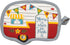 4 Piece Happy Camper Kitchen Towel Bundle - 1 Tea Towel, 1 Terry Towel and 2 Potholders...