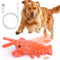 Palksky Wiggly Lobster Dog Toy, Funny Lobby Interactive Dog Toys Lobster, Floppy Lobster Pet Squeak Toys, USB-Rechargeable Action Moving Dog Toy, ...