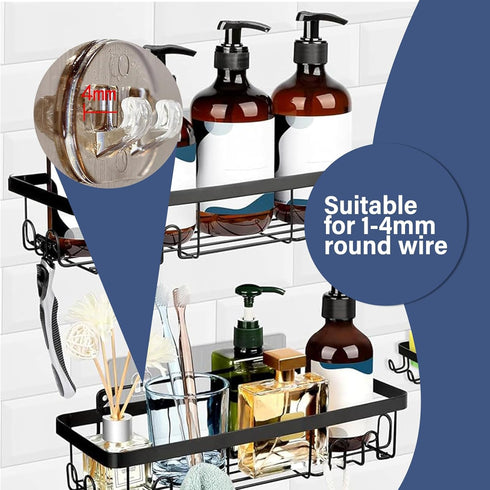 YOLOPLUS+ 8 Pack Shower Caddy Adhesive Hooks Replacement, Strong Sticker Hooks for Bathroom Shower Caddy Corner Shelf Basket Soap Dish Hanging Hoo...