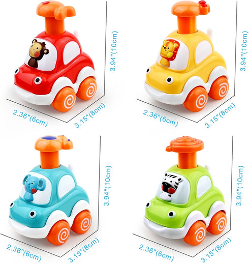 Baby Toy Cars for 1 +Year Old Boy - Toddler Toys Age 2 3 4 Year Old Boy Gifts, Animal Cartoon Press and Go Cars for Toddlers 2-4 Birthday Toys...