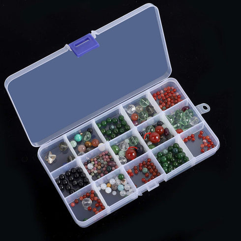 10 Pack 15 Grids Plastic Bead Organizer Containers Storage, Adjustable Dividers Diamond Jewelry Craft Painting Storage Case, Clear Small Fishing T...