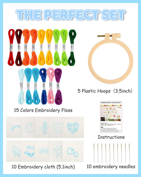 Pllieay 10 PCS Cross Stitch Kits for Beginners, Embroidery Beginner Kits for Kids 7-13, Include Instructions, Cross Stitch Kits with Pattern, Need...