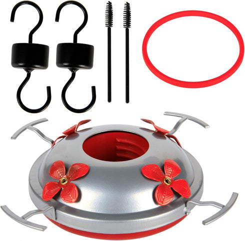6 Pack Hummingbird Feeder Bottom Replacement Parts Base Set includes Feeder Base, 1 Pcs Replacement Seal Rings, 2 PCS Moat Hook and 2 Pcs Brushes...