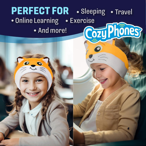 CozyPhones Kids Headphones, Headband Earphones for Children Baby & Toddlers 1-3, Stretchy & Comfy Travel Accessories - Fox......