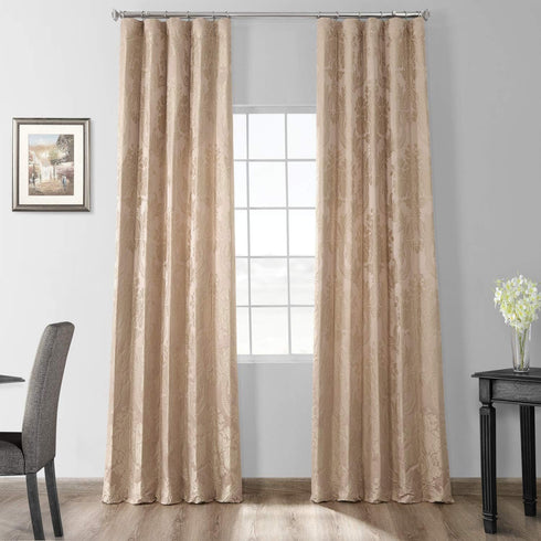 HPD Half Price Drapes Designer Damask Curtains for Room Decoration 96 Inches Long Faux Silk Room Darkening Curtains (1 Panel), 50W x 96L, Beige & ...