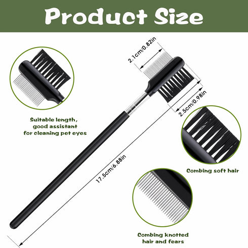 2Pcs Dog Eye Comb Tear Stain Remover Comb, Metal Double-Head Tear Stain Comb for Small Dogs Eye Booger Remover Puppy Cat Grooming Comb for Removin...