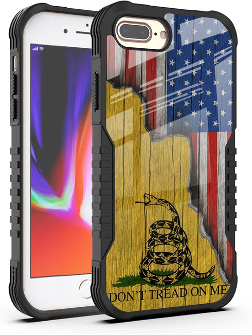 Compatible with iPhone 8 Plus/7 Plus Case, Don't Tread On Me American Us Flag Retro PC Backplane Protection+Soft Silicone TPU Shock Fall Preventio...