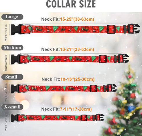 WHIPPY Christmas Dog Collar, Dog Christmas Collars with Santa and Christmas Tree Pattern Adjustable Christmas Boys Girls Dog Collar with Safety Pl...
