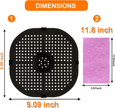 Air Fryer Grill Pan for COSORI 5QT Air Fryers, 9.09IN Upgraded Square Crisper Plate Tray, Air Fryer Replacement Parts Accessories Rack with Rubber...