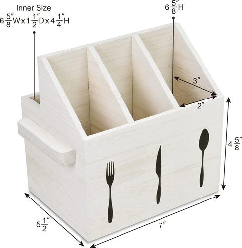 Ikee Design Wooden Utensil Caddy with Handles, Silverware Caddy, Silverware Holder for Countertop,Party,Camping and Kitchen, Silverware Organizer,...