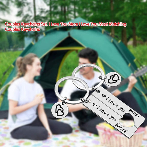 Vadaka Couple Gifts Keychain for Husband Wife,I Love You Most I Love You More Matching Couple Keychain for Him and Her,Valentine's Day Birthday Gi...